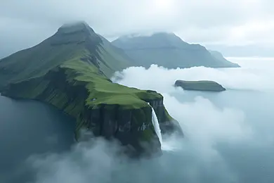 pngtree-aerial-view-of-lush-green-island-with-waterfall-cascading-into-the-image_17649504